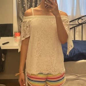 White off the shoulder blouse with straps